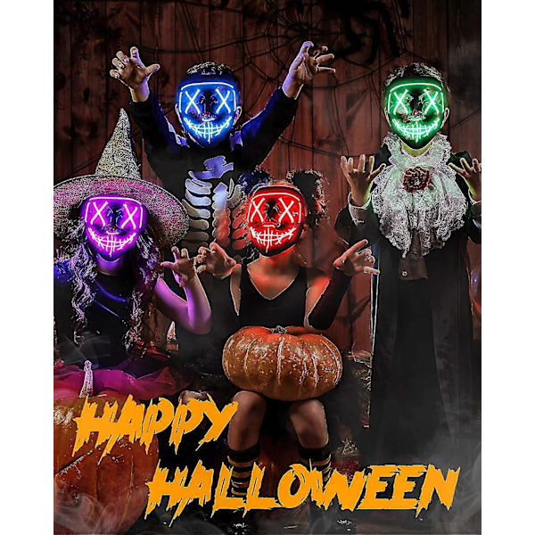 Lysande Mask Cosplay, Led Karnevalsmask Kostym Herr Dam Barn Halloween Mask - Blå [DB]