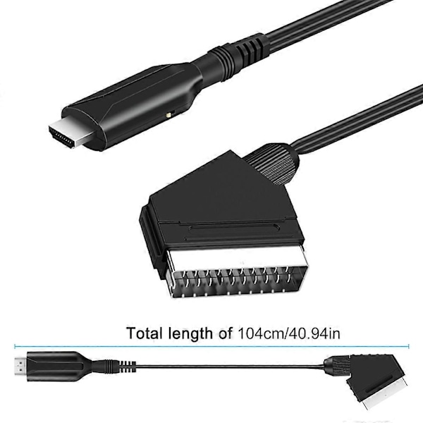 Scart til HDMI-kompatibel konverter 1m kabelbryter AV-adapter for HDTV db