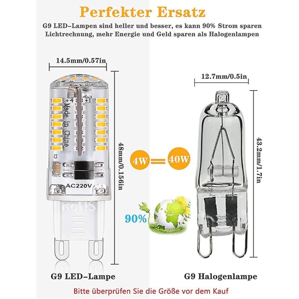 G9 LED-pære, 3w LED-lampe tilsvarende 30w halogenlys, 300lm varm [DB]