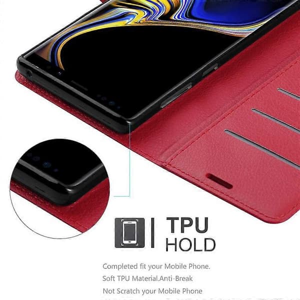 Galaxy NOTE 9 Skal - Skyddsfodral med kortfack och stativfunktion [DB] CARMINE RED Galaxy NOTE 9