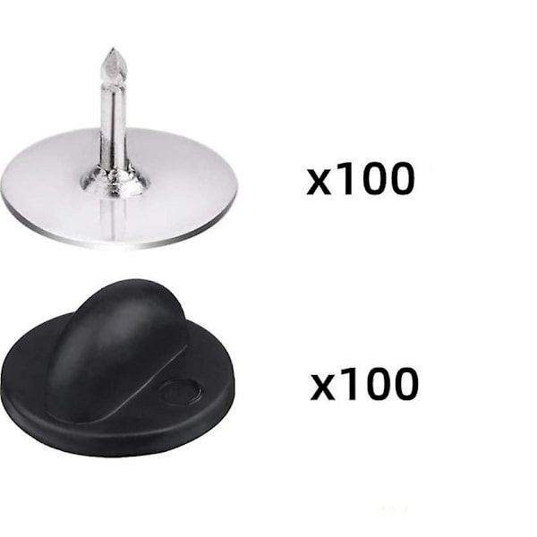 100 stk slipsnåler med PVC-gummi bakside [DB]