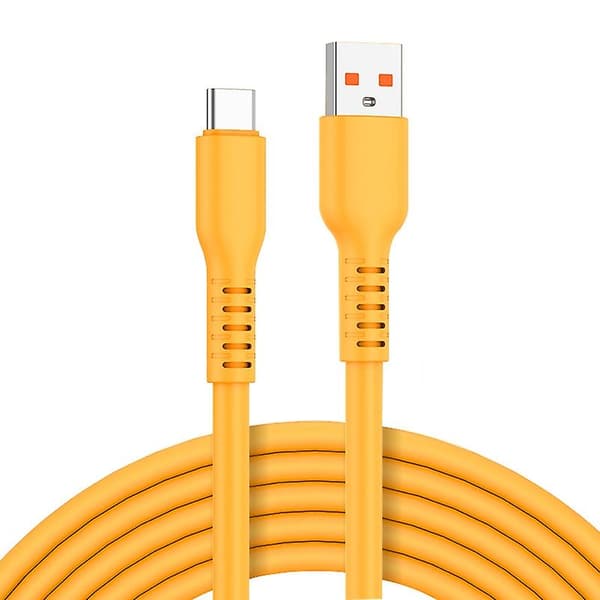 1m USB til Type-C 6A Hurtiglading Ledning Candy Farge Silikon Datakabel db Orange Style A