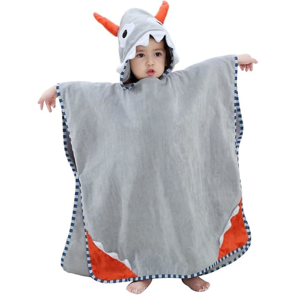 Baby Poncho badehåndklæde med hætte, bomuldsbadekåbe, velegnet til drenge og piger, 70-140 cm, grå