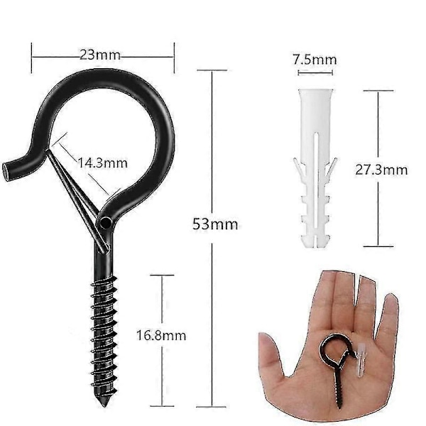 20 st Hängare, Skruvhakar för Utomhussträngljus, Säkerhetsspännesdesign, Lätt att Lösgöra 40pcs