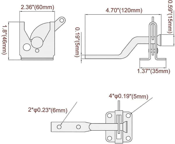Gårds Lås Automatisk Låsbolt Metal Lås-greb 1stk-sort [Db]