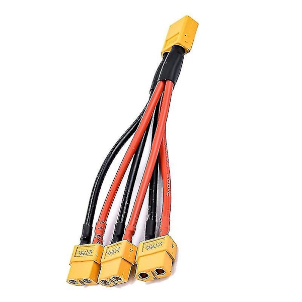 Xt60 Parallel Batterikonnektor Han/Hun Kabel Dobbelt Forlængelse Y Split/3 Vejs 14Awg Silikontråd F {Db} xT60 1 F to 3 M