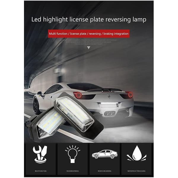 2 stk. LED-nummerpladelys til Mitsubishi Outlander 2 3 Lancer Eclipse 3 4 Cross Galant Xpander i-MiEV DB black