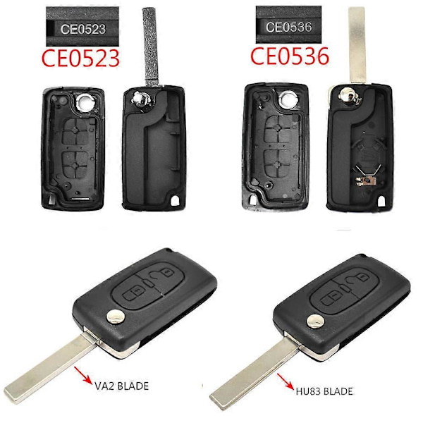 Bilnøkkel Fjernkontroll Flip Nøkkelhus 2 Knapper CE0523 CE0536 For Peugeot 308 207 307 3008 5008 807 For Citroen C2 C3 C4 C5 C6 C8 [Db] Model 3