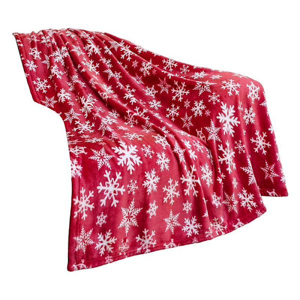 Julfilt Snöflinga Tryckt Mjuk Mysig Plysch Tjock Håll Varmt Platsbesparande Elk Tryckt Soffa Säng db C L