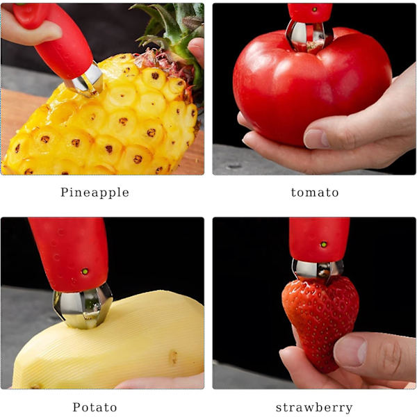 3 stk. fruktkjernefjerner, jordbærfjerner, jordbær- og tomatfjerner, rustfritt stål jordbær- og tomatfjerner for møre frukter og grønnsaker