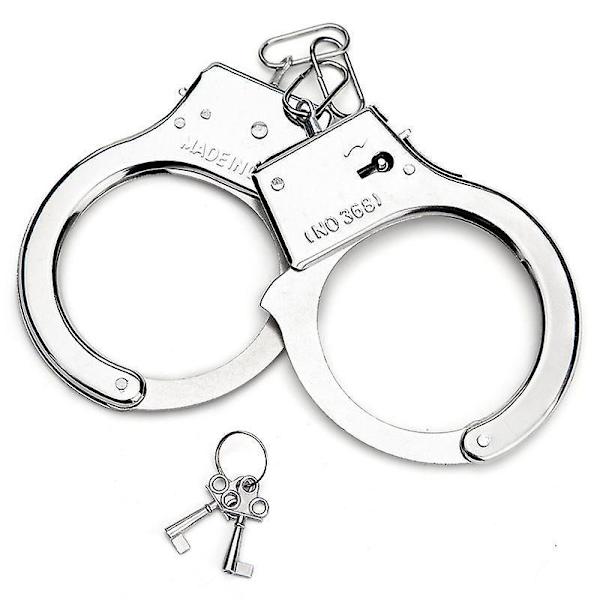 1 st Handbojor i Metall, Leksak för Barn med 2 Nycklar, Festtillbehör, Klädaccessoarer, Handbojor (Plush Rosa) DB