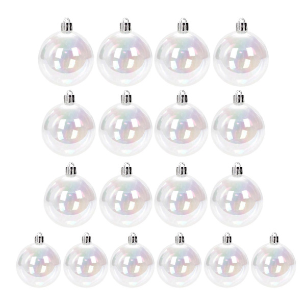 18 st Iridescent Julgranskulor DIY-pyssel Halloween-gryta Pot Bubble Plastkula Ornament för Julgran Födelsedag Bröllop [DB] Transparent
