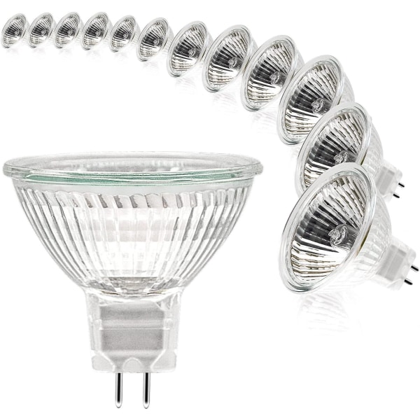 Mr16 spottilamppu, 12v 20w lamppu, Gu5.3 lamppu himmennettävä, 2-pin halogeenilamput lämmin valkoinen 2700k, pakkaus 12 (mr16-20w-12p)