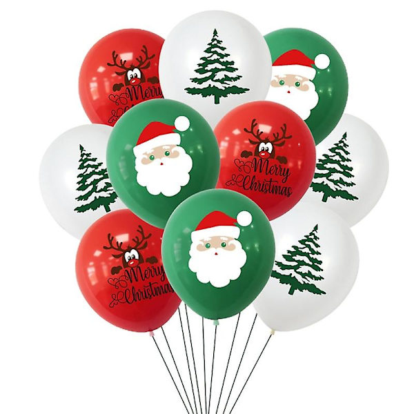 1 Set Konfettiballonger Glad Jul Tryck Lätt att Hänga Emulsion Jultomte Girlang Ballonger [DB] 1