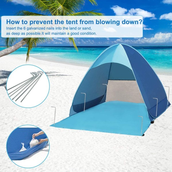 Pop-up tält, strand camping tält hopfällbart utomhus lätt vattentätt tält  17fe | Fyndiq