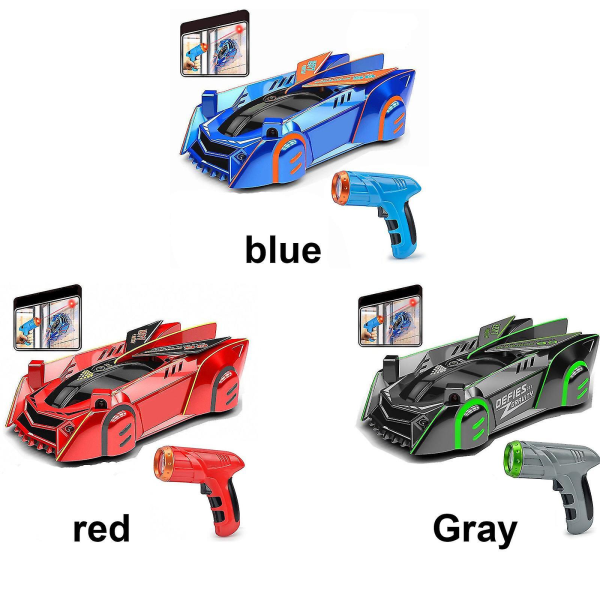 Infraröd kreativitet Väggklätterbil, Fjärrkontroll Billeksak med USB kabel för barn Present Db Gray