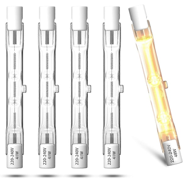 R7s Halogenlampa 78mm 48w Dimbar R7s Linjär Halogenlampa Säkerhetslampor, 750lm Varmvit 2700k J78 Dubbeländad Floodligh5.22 [Db]