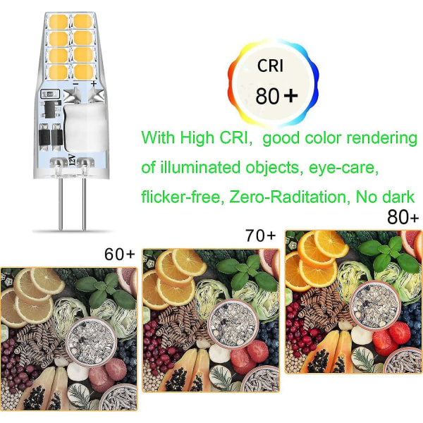 G4 Led Lämmin valkoinen, 10 G4 Led 12v, 3w Lämmin valkoinen 3000k 16x 2835 Smd Korvaa 35w Halogeenin, Välkkymätön, G4 Polttimo 350 Lumen, 360 Säteen Kulma, DB
