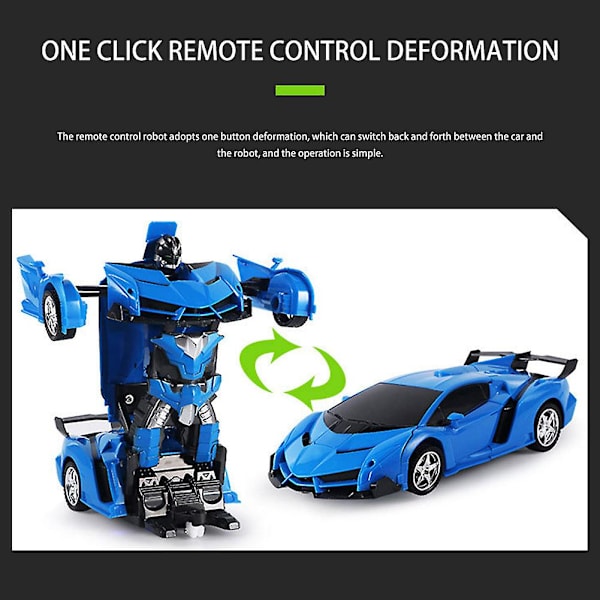 Bilrobot Transformer Leksak med Fjärrkontroll Anti-Fall Pussel Bil Leksak Present till Barnens Dag Db Blue