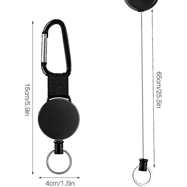 4 stk. udtrækkelig lanyard, udtrækkelig nøgleholder, udtrækkelig stålkabel [db]