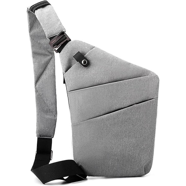 Sling Bag, Letvægts Crossbody Skuldertaske Brysttasker Daypack, En Rem Anti-tyveri Sling Bag Til Kvinder Mænd DB grey left shoulder