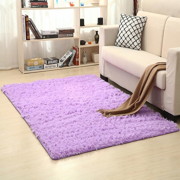 Varmt ultrablødt stue tæppe Shaggy børneværelse Gulvmåtte Tæppe Boligindretning Jikaix Light Purple 50 X 80cm