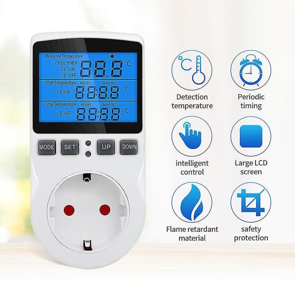 R Socket Digital Temperaturstyret Stikkontakt Med {db}
