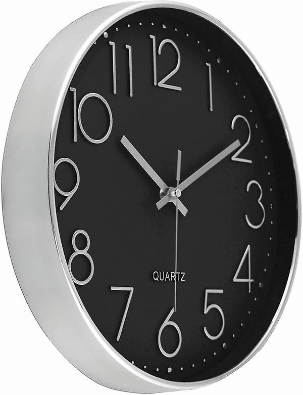 Väggklocka 12 tum Tyst Tickfri Väggklocka db blacksilver