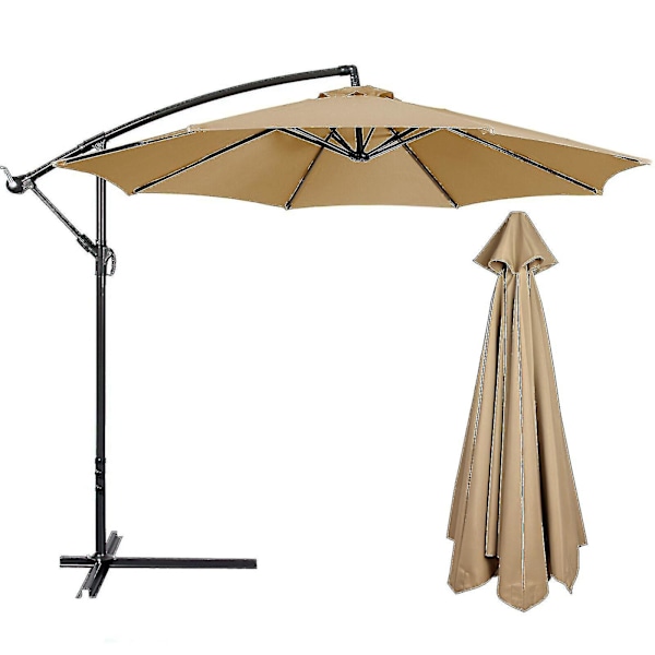 3m Pyöreä Puutarhavarjo Umbrellan Ulkoilma Patio Auringonsuojus Katokset 3m 6/8x Varsi TA Db 300cm x 6k Tan