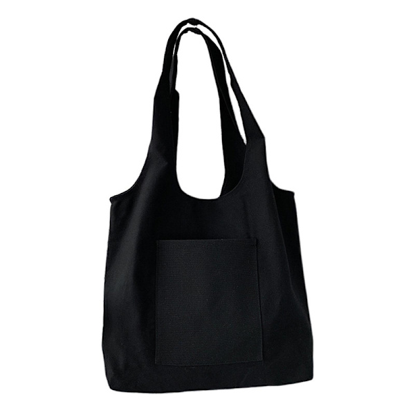 Lerretsveske med stor kapasitet, solid farge, lommedesign, lerretsveske for kvinner DB Black