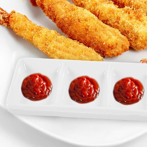 Vit serveringsbricka i keramik, 2-pack, för aptitretare med 3 fack[DB]