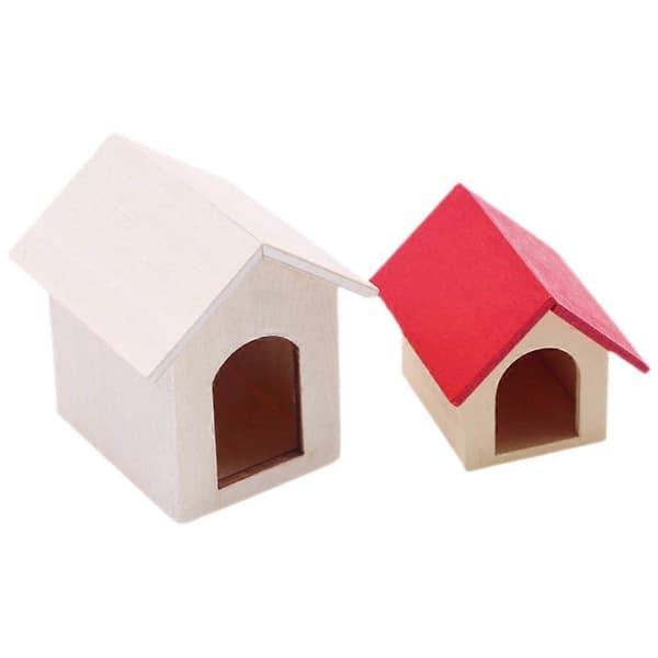 Mini hundkojor trädockhus för dekoration 2 st lekset för barn
