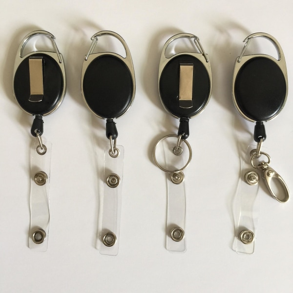 2st rullehållare infällbar märkeshållare med nyckelrem Rulle för nyckelring ID-kort märkeshållare