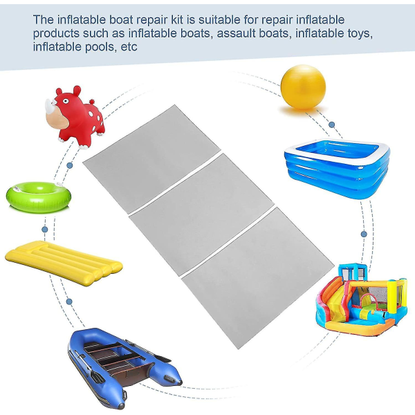 3pcs Inflatable Boat Repair Kit, Inflatable Kayak Patch Pvc Repair Patch For Repair Inflatable Raft, Swimming Pool, Toy -  [dB}