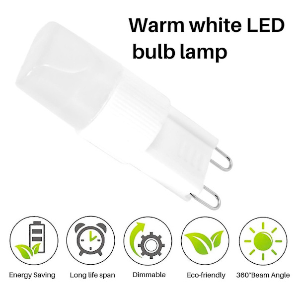 10x G9 1w LED-pære, varm hvid 3500 K Subaoe [DB]