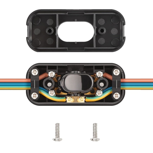 6a topolet bryter, in-line ledningsbryter for små apparater eller lamper, svart - 4 stk