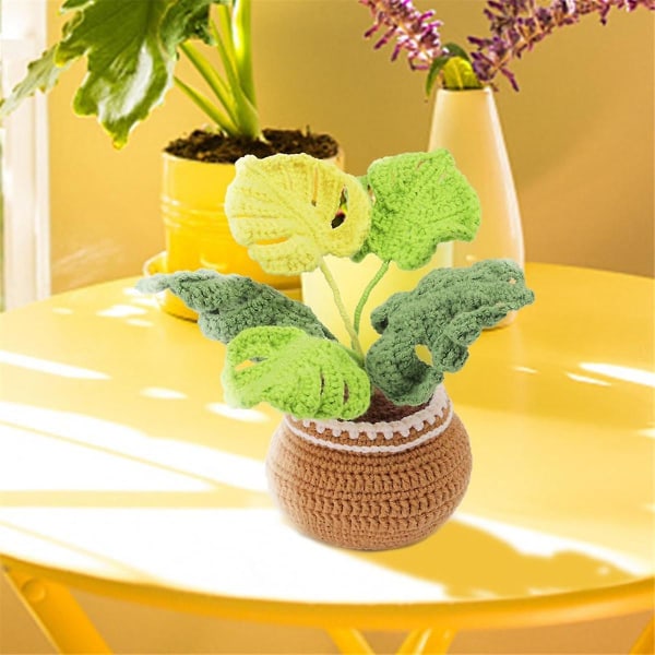 Komplette hæklekits til begyndere, gør-det-selv Monstera Deliciosa hæklekit med strikkemarkører Easy Y