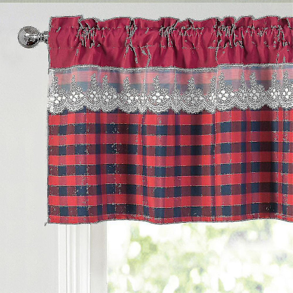 Keittiökaihtimet sisustus Ikkunaverho Luxury Cafe Valance Topper Drapes A db Wine Red 130cmx41cm