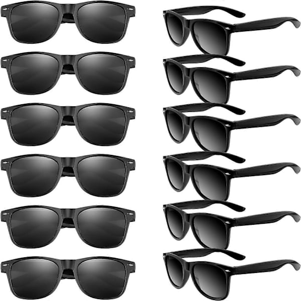 12-pack Solglasögon i Neonfärger, Festfavoriter, Godispåsefyllnad, Bulk för Födelsedagsfest, Strandfest, Poolparty, 12 Färger{ DB} Black
