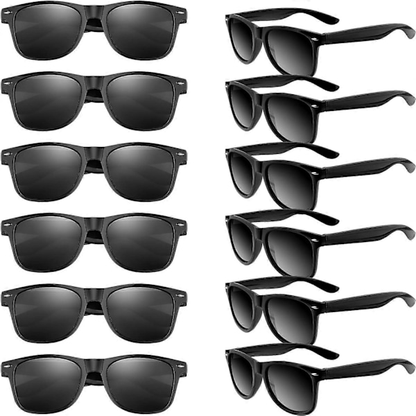 12 Pak Solbriller Neon Farver Solbriller Fest Favorer Goody Bag Fyld Bulk til Fødselsdagsfest Strand Pool Party, 12 Farver{ DB} Black