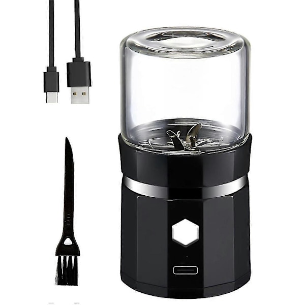 Mini Sähköinen Mylly Kannettava Vaniljan Mylly USB Latautuva Mylly Puhdistusharjalla Teelle Rosmariinille [DB] Black
