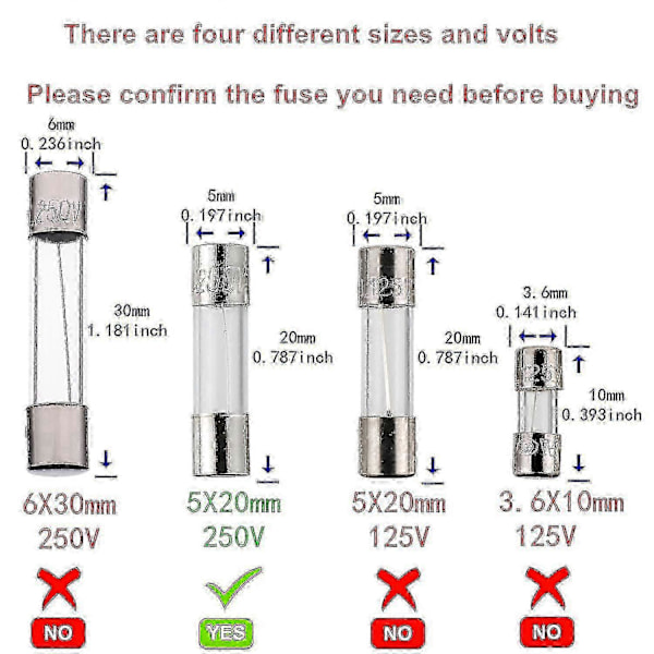 T3.15AL250V 5x20mm 3.15A 250V Langsom Blæsning Sikringer 3.15 Amp 250 Volt 0,2 x 0,78 Tommer Glasrør (Pakke med 20 stk) db