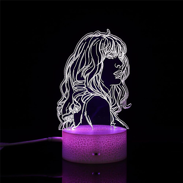Taylor Swift 3D-yöpöytälamppu kaukosäätimellä ja älykkäällä kosketuksella, 16 himmennettävää väriä, yöpöydän koriste, Swiftie-lahja DB