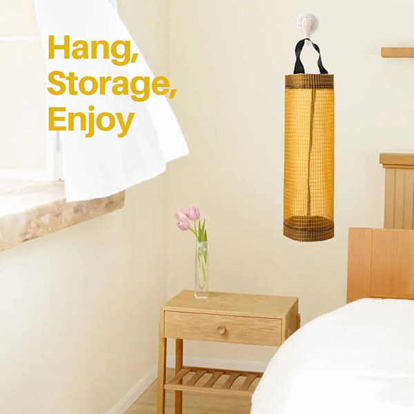 2 stk Plastposeholder, Handleposeholder Mesh Hengende Oppbevaringspose Dispenser Søppelposer, sammenleggbar Pose Oppbevaringsdispenser For Hjem Kjøkken Db Yellow