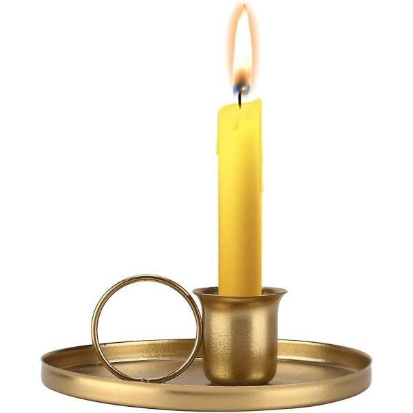 Retro kynttilänjalka, söpö vanhanaikainen muotoilu kahva kynttilänjalka koristeena kodin koristeluun pyöreällä vuotamattomalla mittalla