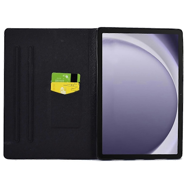 Kuvioitu nahkainen tablettikotelo Samsung Galaxy Tab A9+:lle, korttipaikoilla [DB] Colorful Pineapple