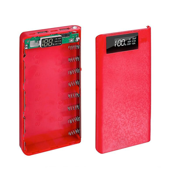 Bærbar 18650 batterilader USB Type-c LCD-skjerm gjør-det-selv mobil Power Bank-veske Jikaix Red