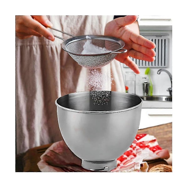 Ruostumattomasta teräksestä valmistettu kulho KitchenAid Classic&Artisan -sarjan 4,5-5 QT kallistuspäisille sekoittimille, 5 Quart 304 ruostumattomasta teräksestä valmistettu kulho [DB] Silver