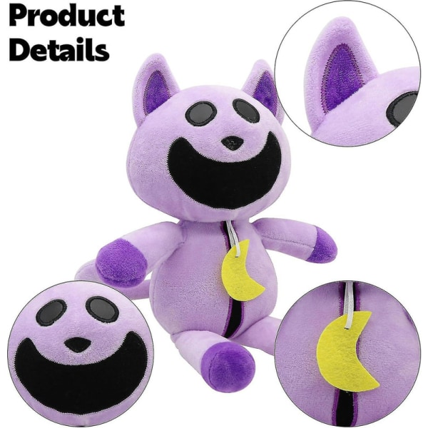 DB CatNap Poppy Playtime, 30cm, Smilende Critter, CatNap Plysj, Morsom Smilende Critter, Plysjleker for Fans, Gutter, Jenter