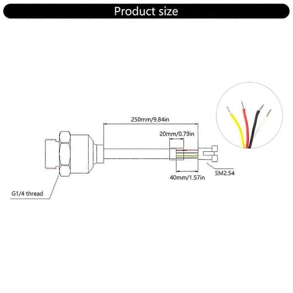0,5-4,5v tryktransmitter rustfri tryktransducer sender sensorer（0-1mpa） [DB] 0 1Mpa